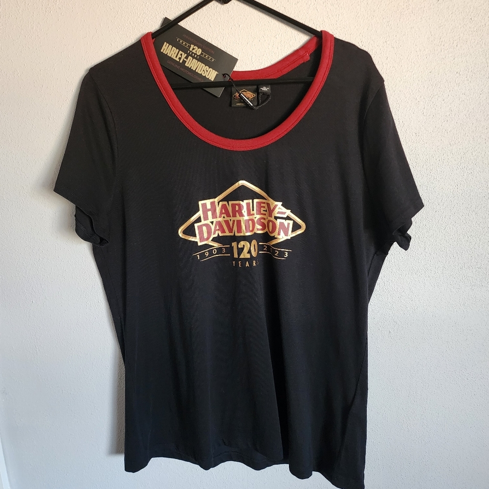 Harley-Davidson Women's XL Black Top With Red Trim Top